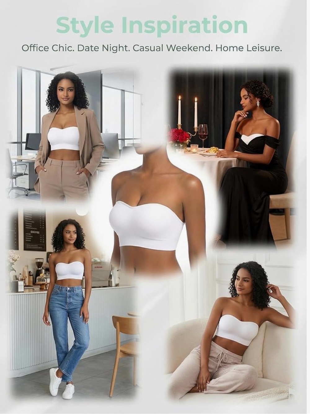 Seamless Strapless Bandeau Bra — White